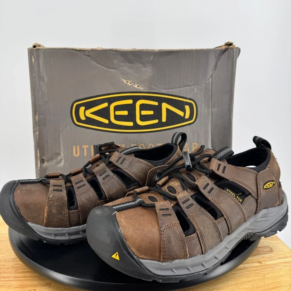 Keen Utility Atlanta II Cooler+‎ Steel Toe Work Sandals Mens 7 EE Cascade Brown